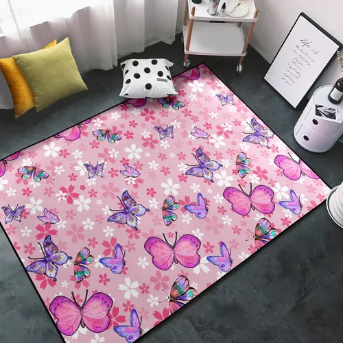 Miniatura 31 de Alfombra de área para dormitorio de niñas negras africanas, alfombra para sala de estar, sala de juegos, azul, lindo anime de dibujos animados