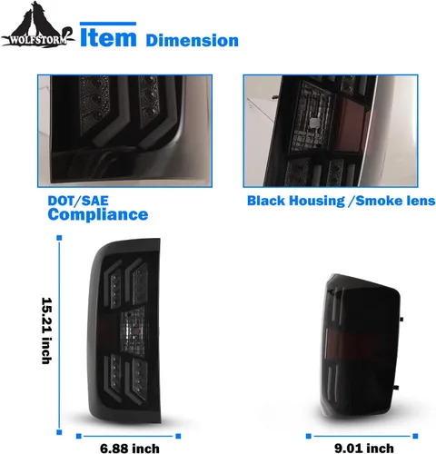 Miniatura 4 de WOLFSTORM Conjunto de luz trasera Compatible con 2014-2018 Chevy Silverado 1500 y 2015-2018 Chevy Silverado 2500/3500HD, No es compatible con Lente