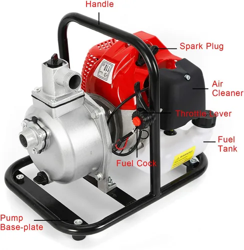 Miniatura 9 de Bomba de Agua de Gas Gasolina, 1" 2 Tiempos 1.7HP Bomba de Transferencia de Agua de Gasolina de Alta Presión para Piscina, Paisajismo o Riego