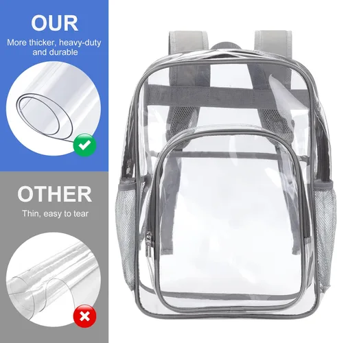 Miniatura 5 de Mochila transparente de PVC grande resistente Mochila transparente, Gris, Transparente
