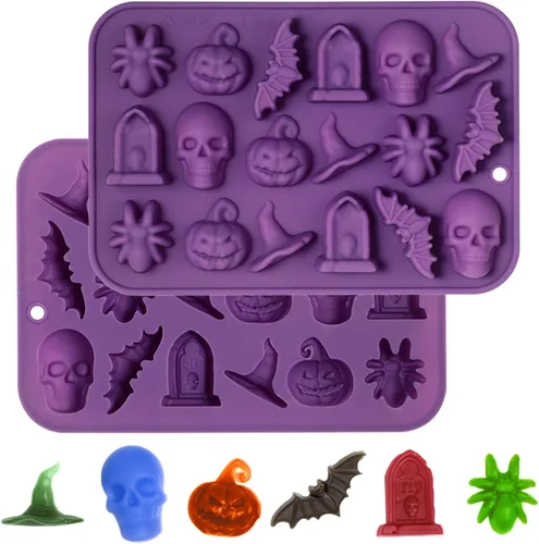 Miniatura 9 de Webake Brain - Molde de chocolate para Halloween, tamaño bocado, 15 cavidades para Halloween, chocolate, dulces, gelatina, cupcake, golosinas