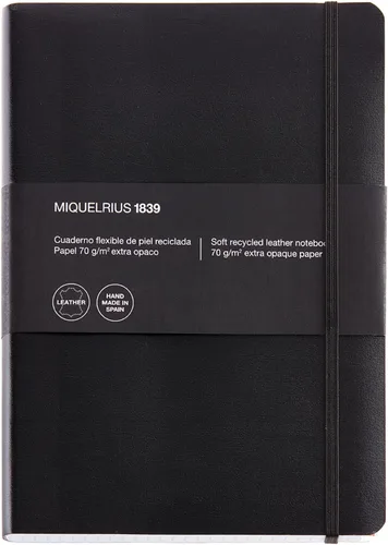 Miniatura 10 de Basicos MR 10420 - Cuaderno A6 de piel flexible con 300 páginas con cuadrícula con índice - Viene con goma - Negro