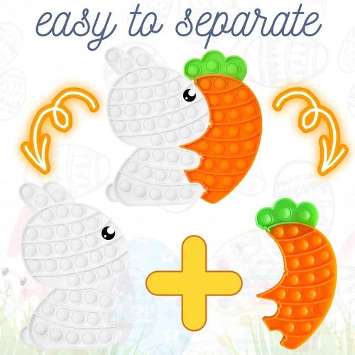 Miniatura 5 de Juguete sensorial para ansiedad de conejo de Pascua, juguete sensorial de burbujas para reventar burbujas, rompecabezas popper, regalos de Pascua