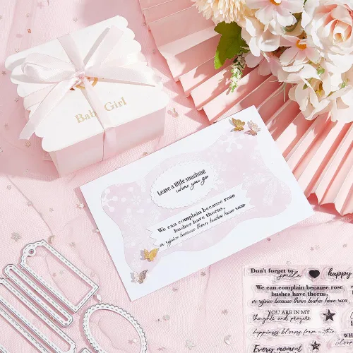 Miniatura 4 de INFUNLY 2 sellos y troqueles de palabras de bendición para hacer tarjetas, palabras alentadoras, citas motivacionales, sellos transparentes