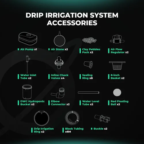 Miniatura 6 de Sistema de cultivo hidropónico Mars Hydro DWC de 5 galones de cultivo de agua profunda con bomba de aire de 8W, manguera de aire multiusos, piedra