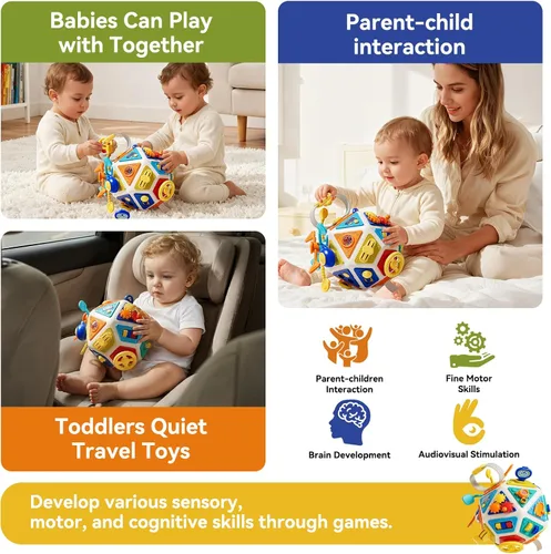 Miniatura 5 de Juguete sensorial Montessori de 22 en 1 para niños pequeños, juguete sensorial Montessori e inclinación de viaje para niños pequeños, juguete activo