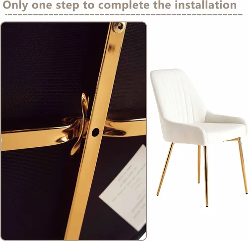 Miniatura 6 de ANOUR Juego de 4 sillas de comedor modernas de terciopelo, sillas de comedor tapizadas con patas de metal dorado, sillas laterales sin brazos