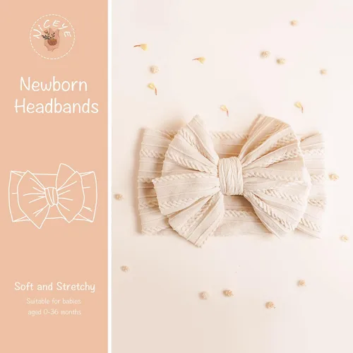 Miniatura 2 de Niceye Diademas hechas a mano para bebés, bandas de cabello suaves y elásticas de nylon con lazos para recién nacidos, bebés y niñas pequeñas