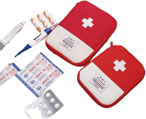 Miniatura 4 de Paquete de 2 mini botiquines de primeros auxilios, bolsa vacía de primeros auxilios, bolsa médica portátil para automóvil, ciclismo, maratón