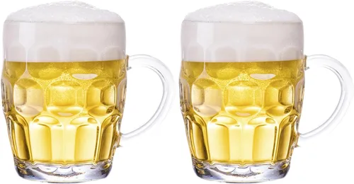 Miniatura 7 de Dimple Stein - Juego de tazas de cerveza de 10 onzas con asa, tazas de cerveza de vidrio, aptas para lavavajillas y congelador, transparentes
