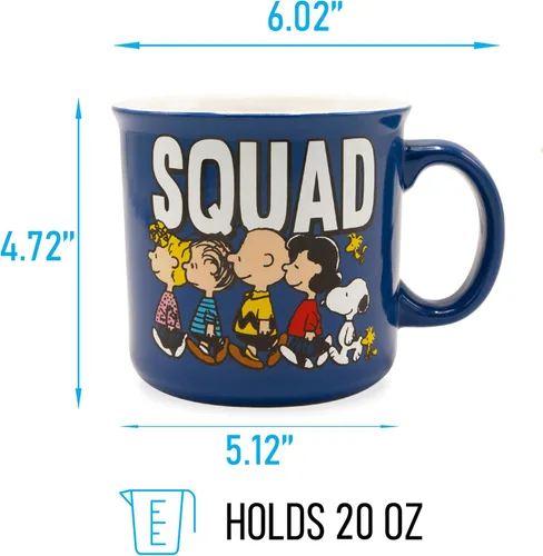 Miniatura 2 de Silver Buffalo Peanuts Squad With Sally, Linus, Charlie Brown, Lucy, Snoopy y Woodstock - Taza de cerámica para caravana, 20 onzas Peanuts Squad