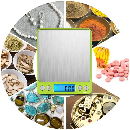 Miniatura 6 de AMIR Báscula digital de cocina, 17.64 oz - 0.00 oz, mini báscula de bolsillo para joyas, báscula de alimentos para cocinar con pantalla LCD Verde
