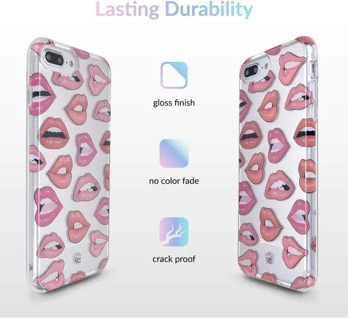 Miniatura 5 de VELVET CAVIAR Compatible con iPhone 7 Plus y iPhone 8 Plus Case Lips para mujeres y niñas, bonitas fundas protectoras transparentes (labios nudes)
