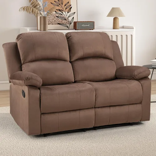 Miniatura 19 de CANMOV Juego de sillas reclinables manuales de 2, sofá individual de tela suave y tapizado para sala de estar y dormitorio, mecanismo reclinable