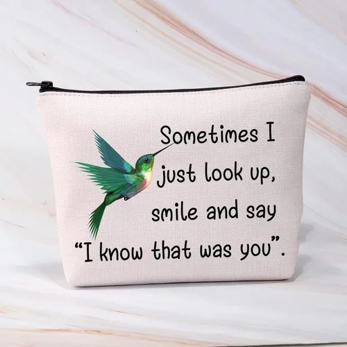 Miniatura 4 de BDPWSS Bolsa de maquillaje para colibrí, regalo conmemorativo de colibrí, Sometimes I Just Look Up Smile And Say I Know That Was You Gift, Ese era