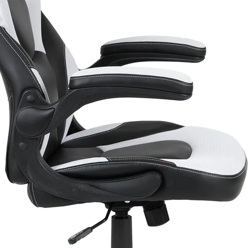 Miniatura 8 de Flash Furniture - Juego de escritorio para juegos y sillas reclinables de color blanco y negro con soporte para taza y gancho para auriculares.