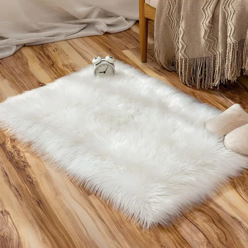 Miniatura 20 de MIULEE Alfombra de Piel de Oveja Sintética de 3 x 5 Pies, Alfombras de Área Mullidas de Lujo - Alfombra Decorativa Shag Súper Suave para Dormitorio