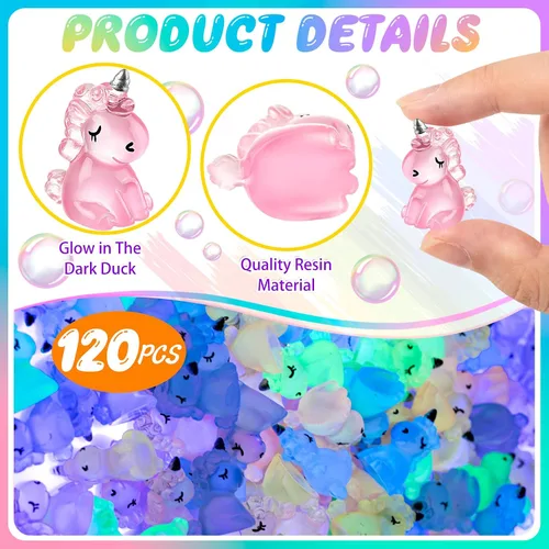 Miniatura 2 de HFAYDZSW 60 piezas de figuritas de unicornio mini de resina luminosas, ornamento pequeño de unicornio que brilla en la oscuridad para jardín