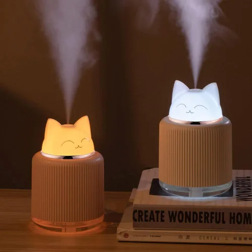 Mini Humidificador - Lindo Humidificador de Niebla con Gato para Dormitorio de Niños, Pequeño Humidificador Ultrasónico para Hogar, Coche, Oficina
