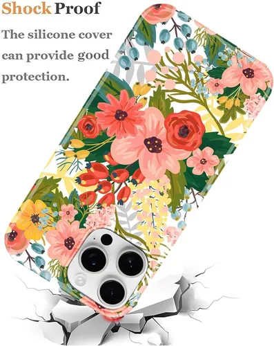 Miniatura 7 de J.west Funda de silicona protectora de silicona para iPhone 14 Pro de 6.1 pulgadas, diseño floral de TPU suave con ramos de flores de verano, Bouquet