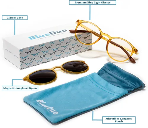Miniatura 9 de BlueDuo Cruise - Gafas cuadradas de alta calidad con bloqueo de luz azul con clip magnético para mujeres y hombres, sin reflejos Gris oscuro