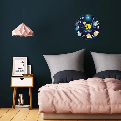Miniatura 5 de Reloj de pared personalizado con diseño de planeta y galaxia para habitación de niños, reloj de pared personalizado con nombre de niño, regalo