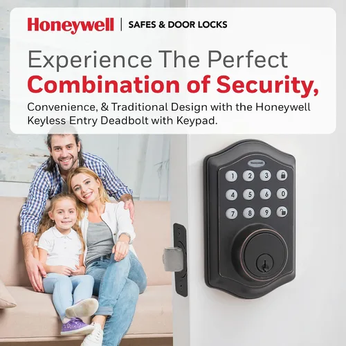 Miniatura 2 de Honeywell Cajas fuertes y cerraduras de puerta – Cerradura de puerta de entrada sin llave con teclado electrónico inteligente – Fácil instalación