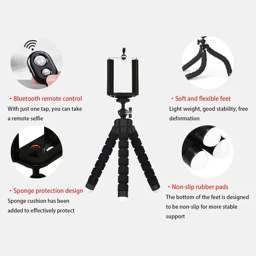 Miniatura 5 de Trípode de esponja con soporte flexible con inalámbrico Mini sponge tripod, made of thicker premium metal, flexible and rotatable, mobile phones