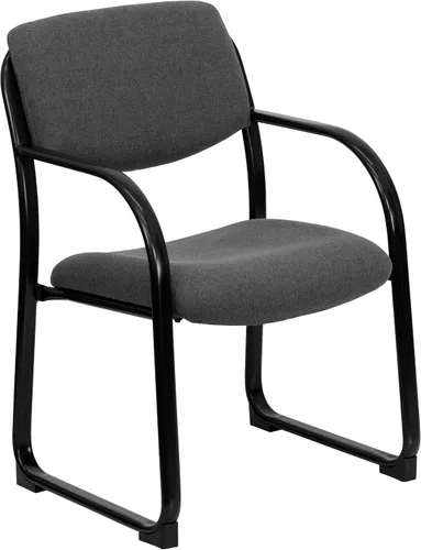 Miniatura 11 de Flash Furniture Silla de recepción lateral ejecutiva de tela negra Richie con base de trineo
