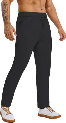 AbleTree Pantalones deportivos con forro polar de 27 pulgadas de entrepierna Atheltic Joggers para hombres cortos con bolsillo con cremallera