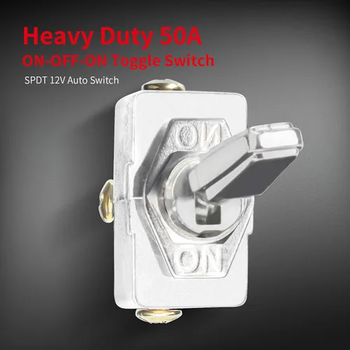 Miniatura 2 de DaierTek Interruptor de palanca de 3 posiciones ON-OFF-ON, 50 amperios, 12 V, resistente, 3 vías, SPDT, 3 pines, 12 voltios, para automóvil