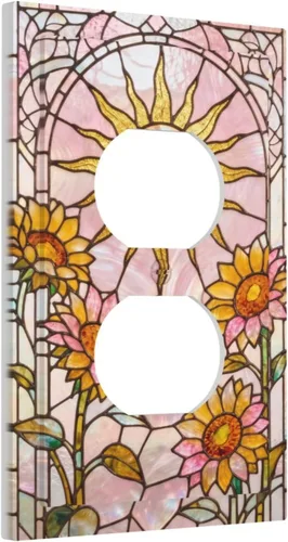 Miniatura 125 de Cubierta de Interruptor de Luz de Estilo Boho Vintage de los 70 Sol Arcoíris Champiñón Floral Rocker Individual 1 Gang Cubierta de Enchufe