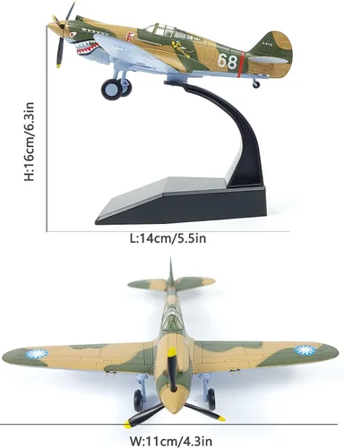 Miniatura 2 de NUOTIE 1/72 P-40C War Hawk Flying Tigers Fighter Modelo Segunda Guerra Mundial Avión de Guerra Vintage Metal Fundido a Presión Avión Militar