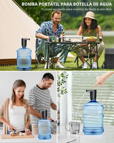 Miniatura 6 de Bomba de botella de agua, dispensador de agua eléctrico portátil para botellas de 5 galones, carga USB, interruptor automático, batería recargable