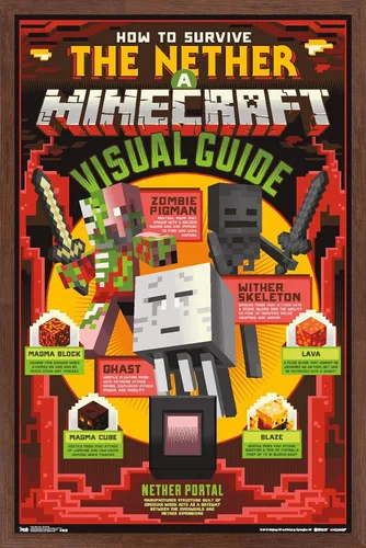 Miniatura 16 de Trends International Minecraft - Póster de The Nether Wall, 14.725 x 22.375 pulgadas, versión enmarcada de madera de granero