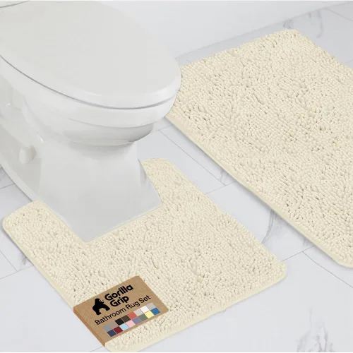 Miniatura 59 de GORILLA GRIP - Juegos de alfombras de baño, juego de 2 alfombras de chenilla suave, alfombra base para inodoro y alfombra de 30 x 20, alfombras Negro
