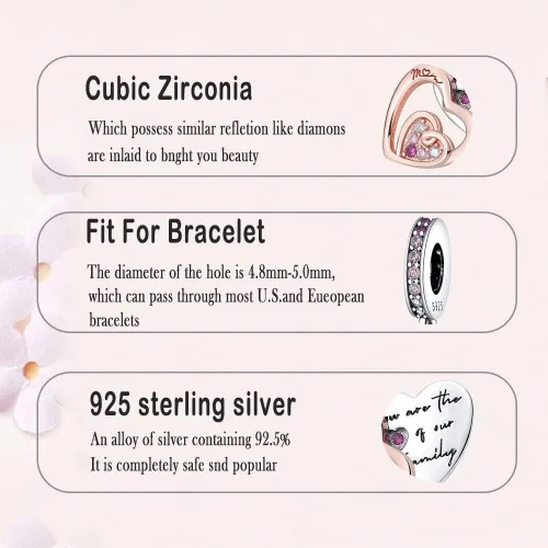 Miniatura 5 de LNQOBU Dije de plata de ley 925 para madre, hija, familia, amor, familia, amigos, para pulseras y collares