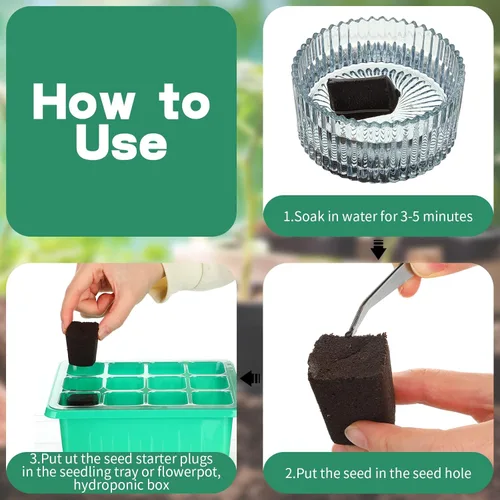 Miniatura 4 de Amyhill Esponjas hidropónicas, cápsulas de iniciación de crecimiento, tapones de esponja de crecimiento orgánico para cultivo de plantas (100 piezas)