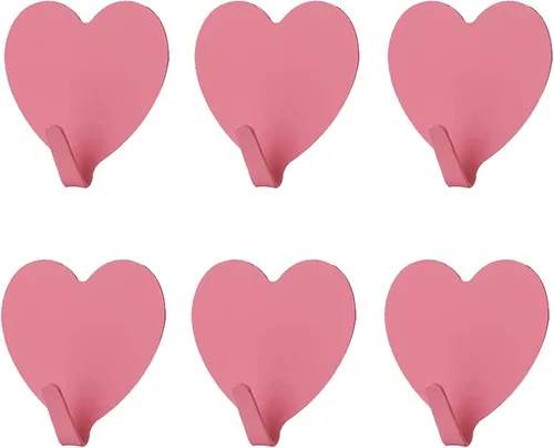 Miniatura 13 de JtmyAota Paquete de 6 ganchos decorativos de pared en forma de corazón, gancho de pared adhesivo fuerte de acero inoxidable para el hogar, cocina