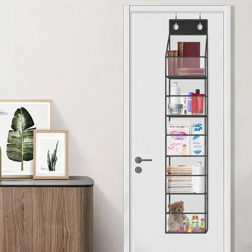 Miniatura 6 de Organizador de despensa de 5 estantes con bolsillos transparentes, almacenamiento colgante resistente para armario, dormitorio, baño y guardería