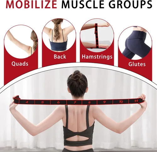 Miniatura 4 de 2PCS Elastic Yoga Stretching Strap with 12 Loops Stretch Resistance Exercise Bands for Yoga,Pilates,Dance,Rhythmic Gymnastics,Physical