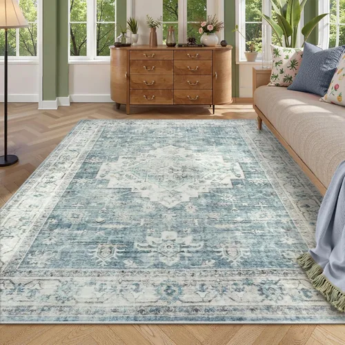 Miniatura 37 de LIVEBOX Alfombra lavable de 5 x 7 pies, para sala de estar, dormitorio, antideslizante, estilo bohemio, para interiores, para comedor, oficina