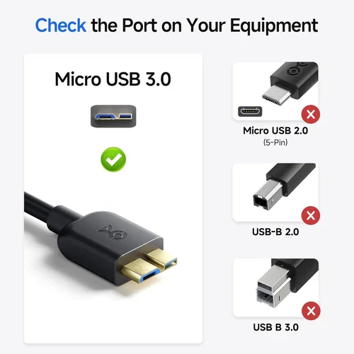 Miniatura 2 de Cable Matters 10Gbps Cable USB C corto a Micro USB 3.0 - 1 pie, cable de disco duro USBC, cordón Micro B a USBC, compatible con disco duro externo