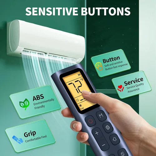 Miniatura 6 de Mando a distancia de CA de repuesto para aire acondicionado portátil DREO AC318S AC319S - Conmutable entre Fahrenheit y Celsius (negro)