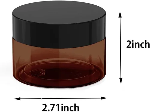 Miniatura 2 de Tarros cosméticos de plástico ámbar de 4 onzas a prueba de fugas con tapa negra para crema, loción, polvo, ungüento, productos de belleza, etc., 6