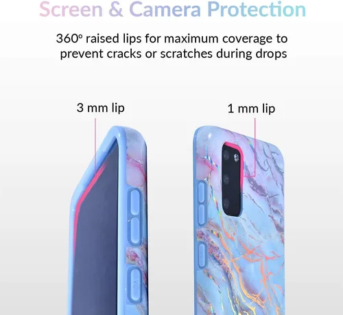 Miniatura 2 de VELVET CAVIAR Funda compatible con Samsung Galaxy S20 Marble – Lindas fundas protectoras para mujeres y niñas (holográfico rosa azul)