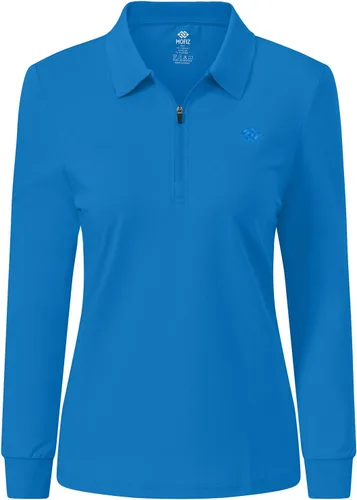 Miniatura 14 de JINSHI Polo de golf para mujer, de manga larga, con cremallera, deportiva, de secado rápido, atlética, casual, ajustada