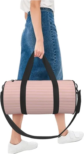 Miniatura 5 de Large Duffle Bag for Travel - Retro gold pink pinstripe print A Gym Bag for Women Men, Travel Foldable Bags for Women Men with Zippered Multiple