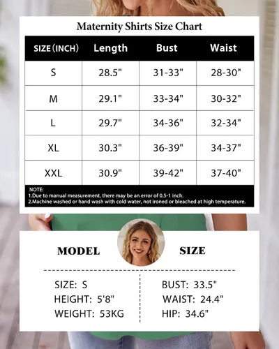 Miniatura 6 de LAISHEN Camisas de maternidad para mujer, manga corta, con lazo frontal, para maternidad