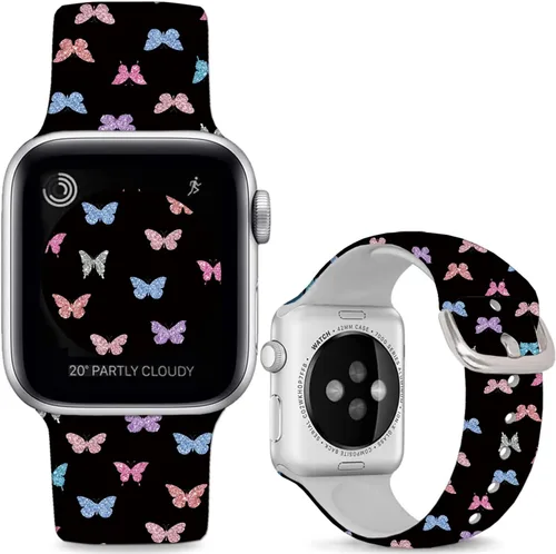 Correas de silicona suaves compatibles con Apple Watch Band de 1.496 in 1.575 in 1.614 in 1.654 in 1.732 in 1.772 in 1.811 in 1.929 in, correa